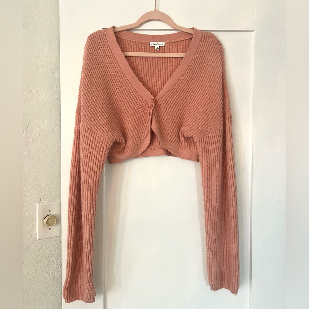 For Love & Lemons Workout Collection Pink Knit Ballerina Shrug